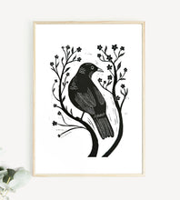 Blackbird linocut print