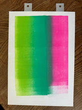 aurora nothern lights walker and dog lino print