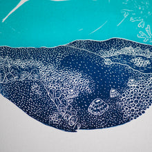 cornish sea pool wild swimming lino print