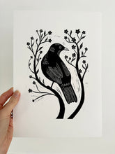 Blackbird linocut
