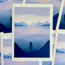 Misty Mountain cold water wild swimming art print
