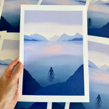 Misty Mountain cold water wild swimming art print