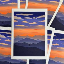 Mountain trail runner male runner art print 