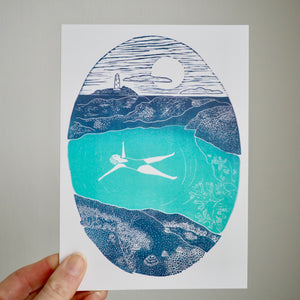 Cornish sea pool greeting card