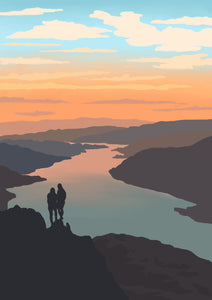 sunrise hikers lake district print