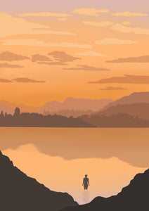 sunrise lake swimmer print