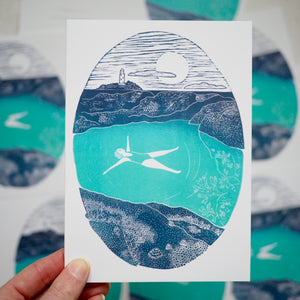 Cornish sea pool greeting card