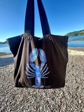 black large tote bag with lobster design
