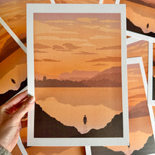 'Sunrise Solice Lake Swimmer' A4 Print