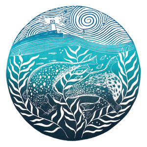 harbour seal lino print