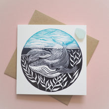 humpback whale lino print card