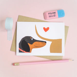 Sausage dog love at first sniff card