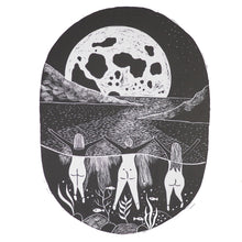 Moonrise Wild Swimming Lino Print