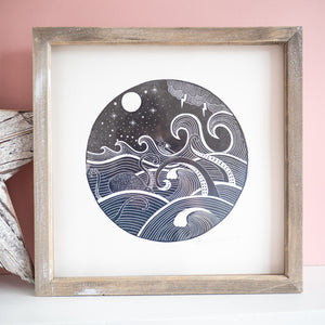 guided by the stars nautical octopus lino print