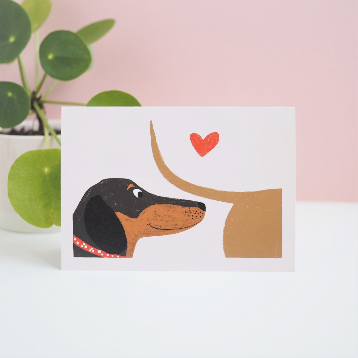 Sausage Dog Greetings Card 'Love at First Sniff' The Black Pug Press
