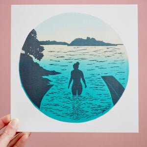 sunrise swimmer plymouth print