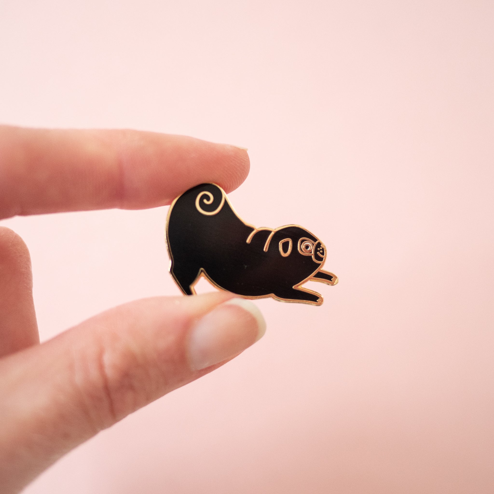 Pug Pin Playful Pug Enamel Pin – The Black Pug Press