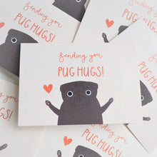 black pug hug card