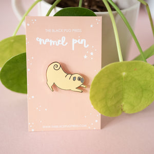 playful pug enamel pin
