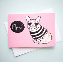 french bulldog merci french thank you card
