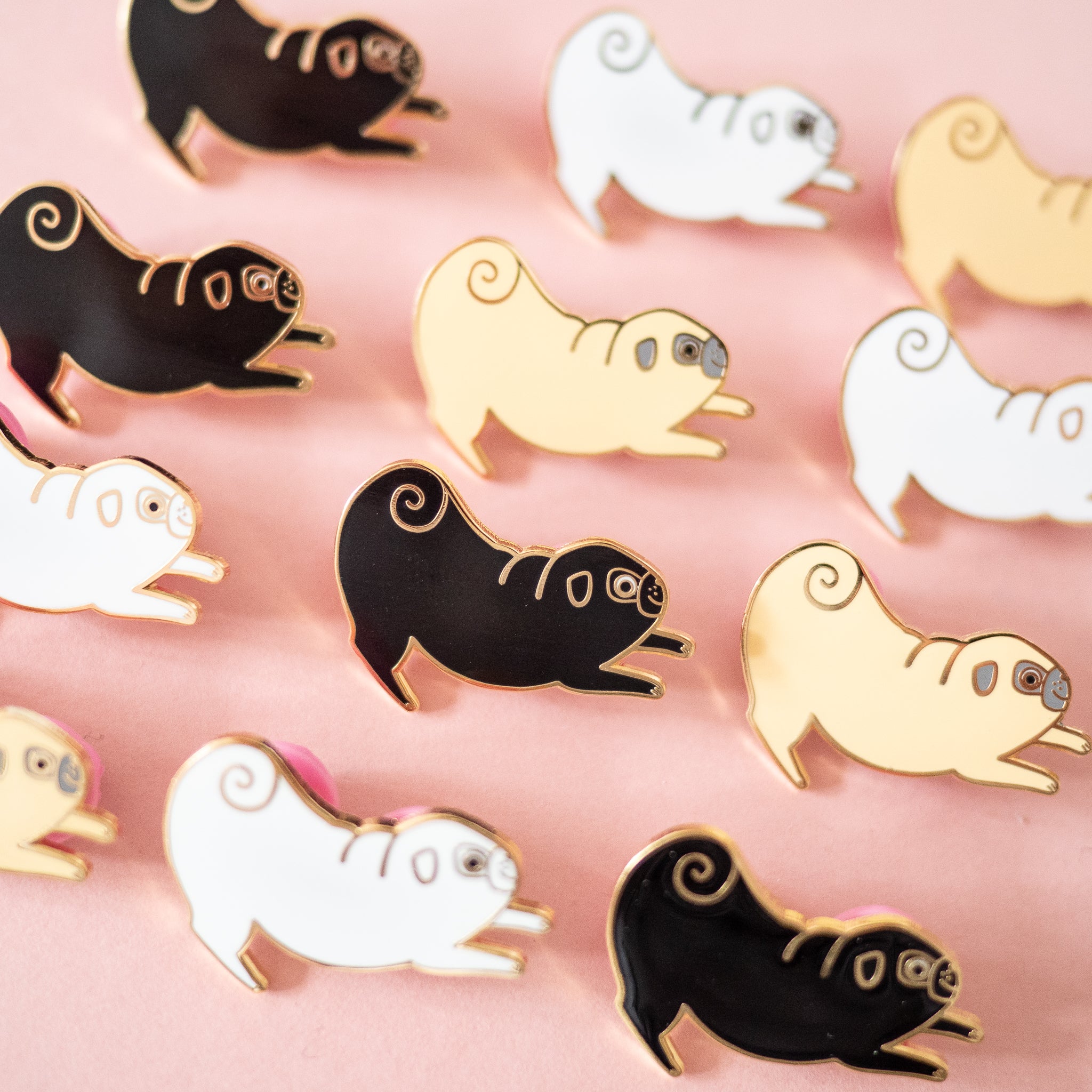 Pug Pin Playful Pug Enamel Pin – The Black Pug Press