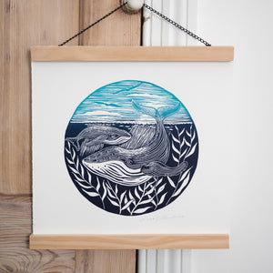 humpback whale lino print