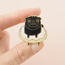doughnut black pug pin