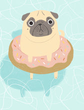 pug in doughnut rubber ring