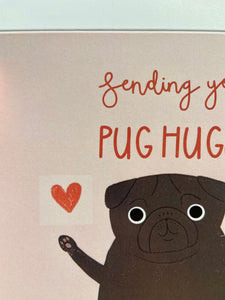 Black Pug Hug Card - seconds