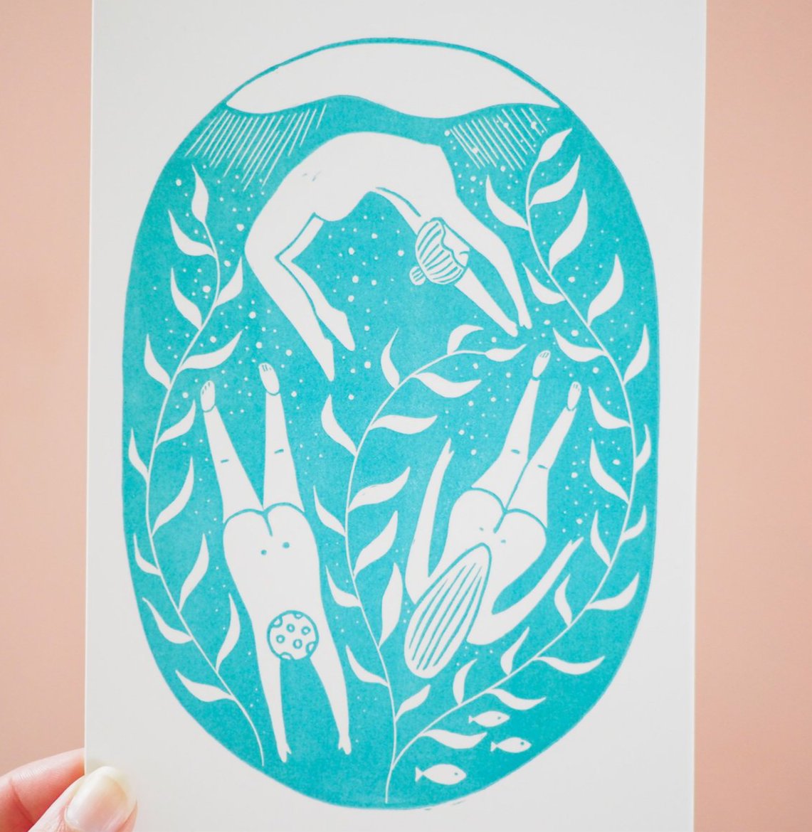 Wild Swimming Greetings Card – The Black Pug Press