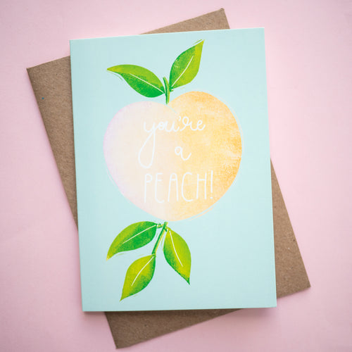 you're a peach lino print greetings card