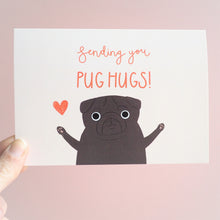 black pug hug card