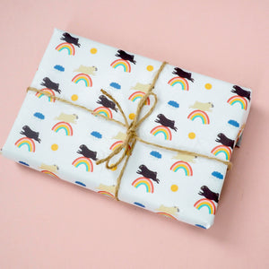 rainbow pugs wrapping paper